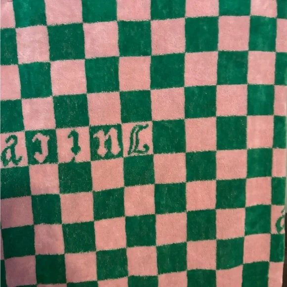 Juicy Couture Pink and Green Checkered Towel - Picture 6 of 6